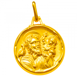 medaille bapteme saint christophe au regard or