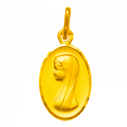 medaille bapteme vierge jeune ovale or 