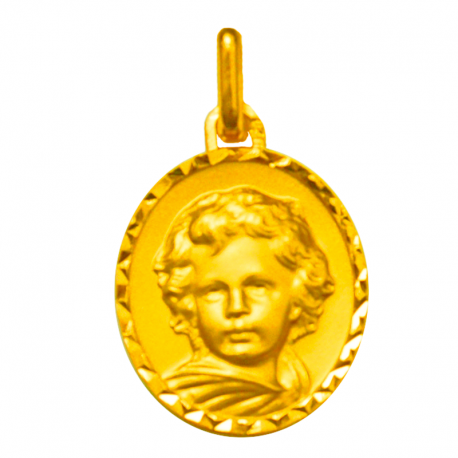 medaille bapteme ange enfantin ovale facette