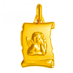 medaille bapteme petit ange parchemin or 