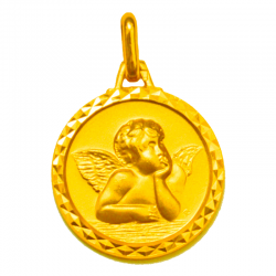 medaille bapteme angelot facette or 