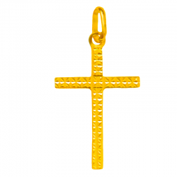 pendentif bapteme croix martelee or 