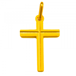 pendentif bapteme croix liseret or 