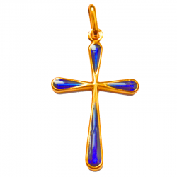 Pendentif Croix bleue (plaqué or)