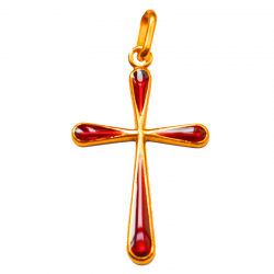 pendentif bapteme croix rouge or 