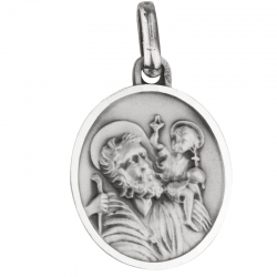 medaille bapteme saint christophe au regard lime argent