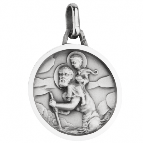 medaille bapteme saint christophe en marche argent