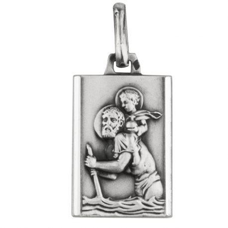 medaille bapteme saint christophe marche rectangulaire argent