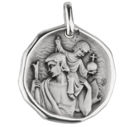 medaille bapteme saint christophe au globe argent