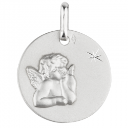 medaille bapteme ange etoile argent