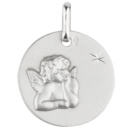 medaille bapteme ange etoile argent