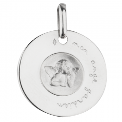 medaille bapteme mon ange gardien argent