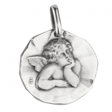 medaille bapteme ange reveur argent 