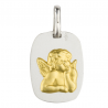 medaille bapteme ange adorateur rectangle argent