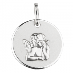 medaille bapteme adorateur au ciel argent poli