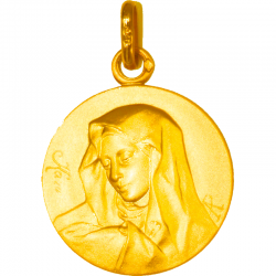 medaille bapteme vierge priante or