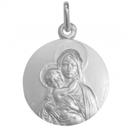 medaille bapteme vierge enfant de face argent