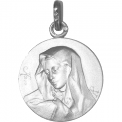 medaille bapteme vierge priante argent