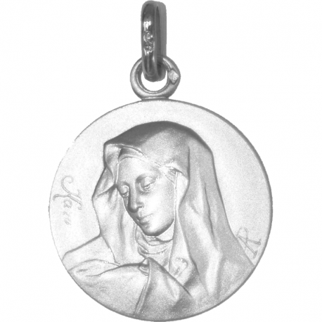 medaille bapteme vierge priante argent