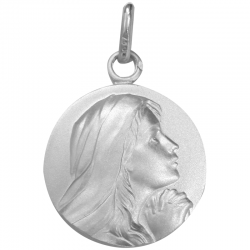 medaille bapteme vierge en priere argent