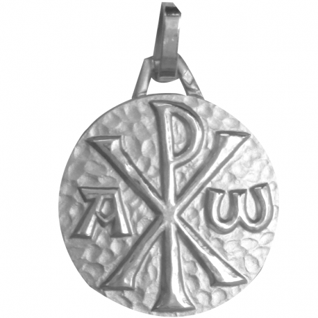 medaille bapteme chrisme alpha argent 