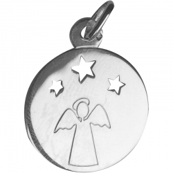 medaille bapteme ange nuit etoilee argent