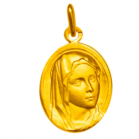 medaille bapteme vierge au regard or