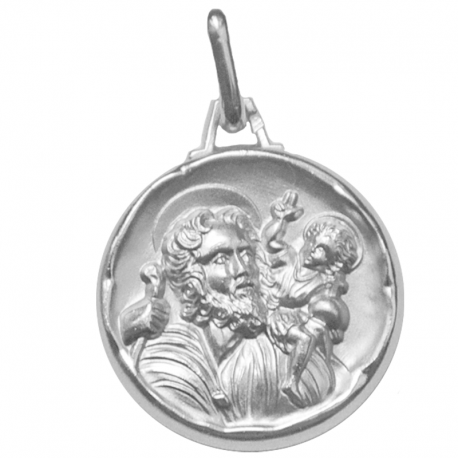 medaille bapteme saint christophe au regard argent