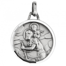 medaille bapteme saint christophe en marche lime argent