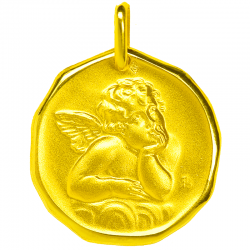 medaille bapteme séraphin biseaute or 