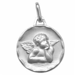 medaille bapteme ange pensif argent