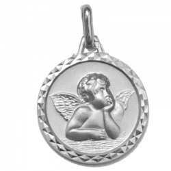 medaille bapteme anglet facette argent