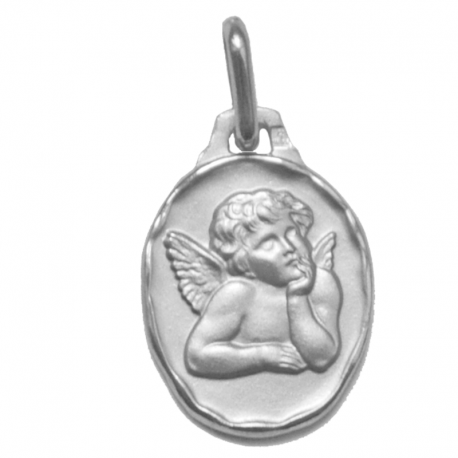 medaille bapteme angelot ovale argent