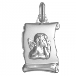 medaille bapteme petit ange parchemin argent 