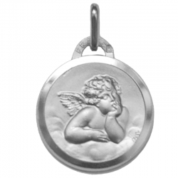 medaille bapteme ange cherubin argent