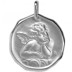 medaille bapteme seraphin biseaute argent