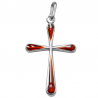 pendentif croix rouge argent