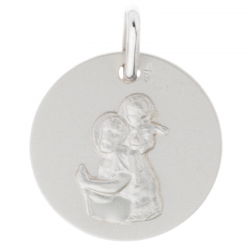 medaille bapteme saint christophe a la lune argent