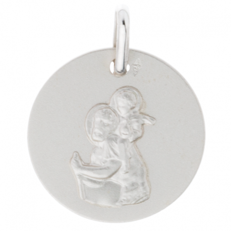 medaille bapteme saint christophe a la lune argent