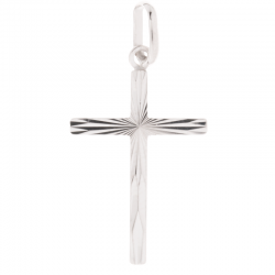 pendentif croix bapteme facette argent