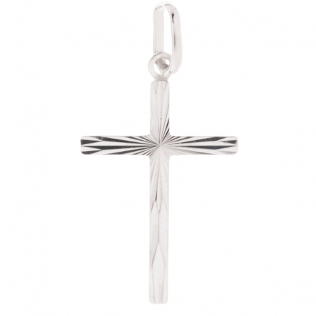 pendentif croix bapteme facette argent