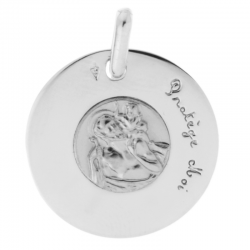 medaille bapteme saint christophe guide en argent