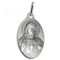 medaille bapteme sacre coeur jesus argent