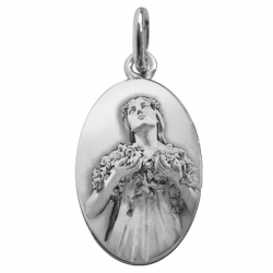 medaille bapteme vierge aux roses argent