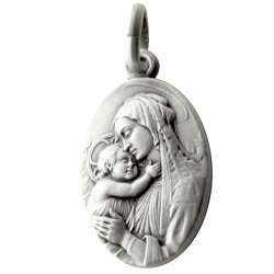 medaille bapteme vierge regina ovale argent