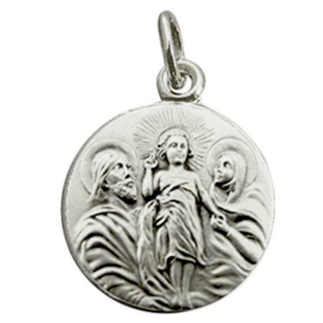 medaille bapteme sainte famille en gloire argent