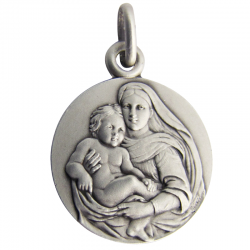 medaille bapteme vierge revillon argent