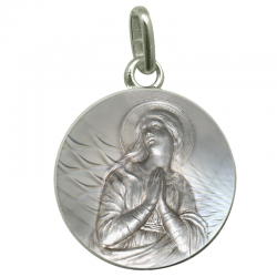 medaille bapteme ave maria buste argent