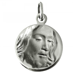 medaille bapteme jesus de face argent