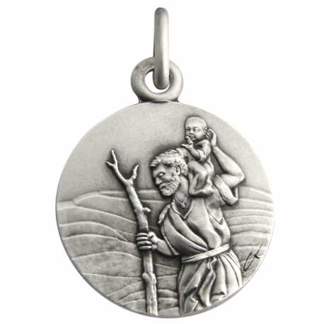 medaille bapteme saint christophe pelerin argent